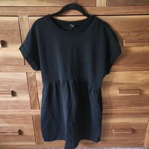 Wild Fable Black Loose Sweatshirt Material Babydoll Short Sleeve Xs Mini Dress